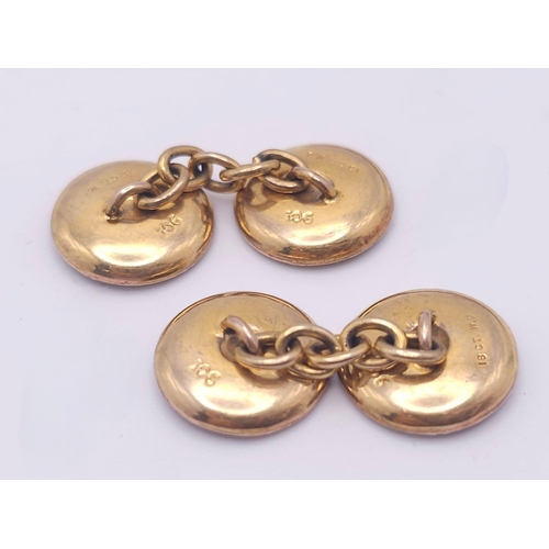 37 - A Beautiful Set of Vintage Gold Cufflinks and Shirt Studs. 9k yellow gold bases with 18k white gold ... 