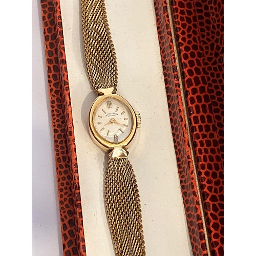 413 - Ladies vintage FAVRE LEUBA ROLLED GOLD WRISTWATCH. Complete with original box and service receipts d... 