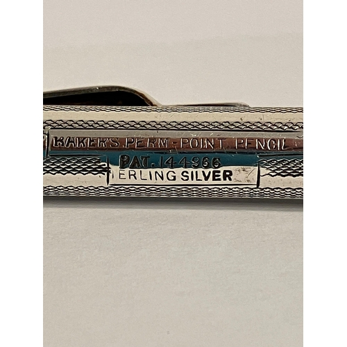 490 - Vintage SILVER PARKER PROPELLING PENCIL. Beautiful engine turned pattern. Small dent to sides otherw... 