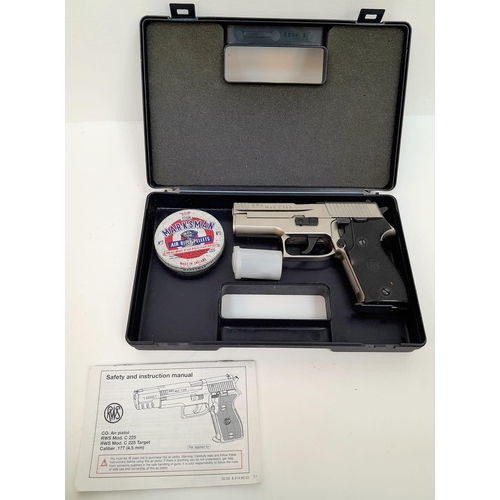 505 - A RWS Co2 Powered .177 Pellet Air Pistol Model 225. Complete with Pellets, Two Magazines, Manual and... 