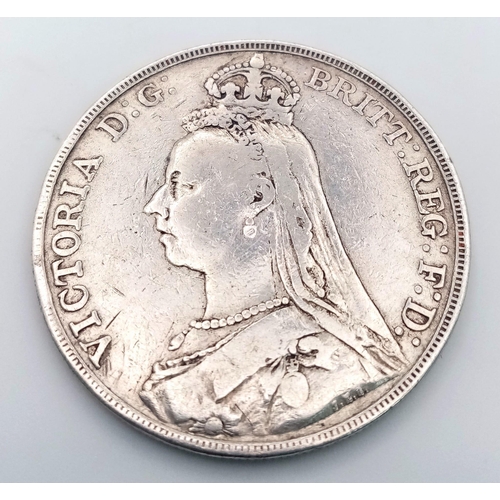 548 - An 1889 Queen Victoria Silver Crown. VF grade but please see photos.