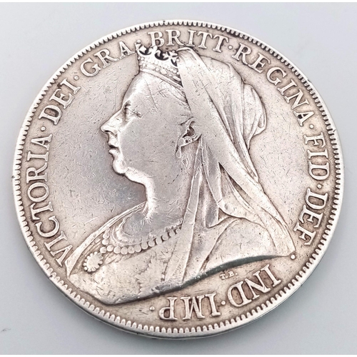 583 - An 1899 Queen Victoria Silver Crown. VF grade but please see photos.