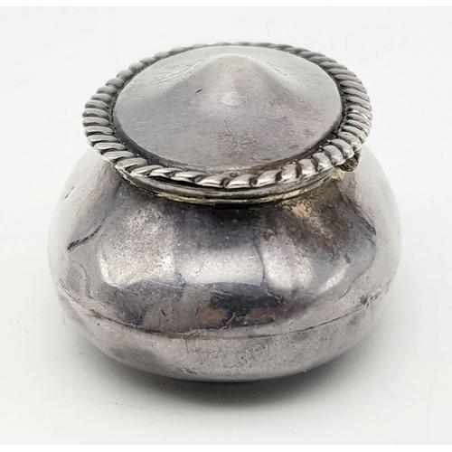 750 - A Vintage Sterling Silver Ring Case. Full Hallmarks. Plush purple interior. 25g total weight. 6cm.