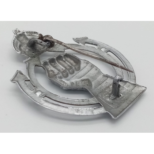 938 - WW2 Royal Armored Corps Cap Badge, Chromed and made into a Sweethearts Brooch.