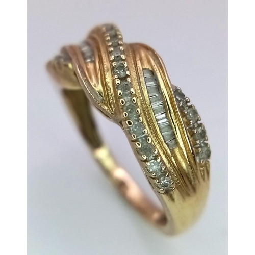 1239 - A 14K GOLD DIAMOND RING WITH .25ct DIAMOND .   2.8gms   size L