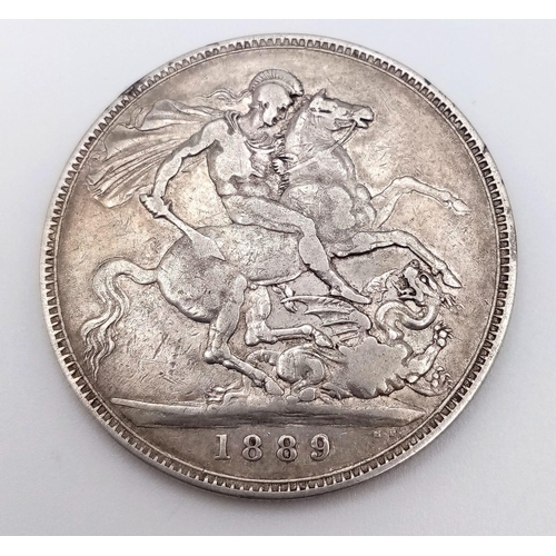 1246 - An 1889 Queen Victoria Silver Crown. VF grade but please see photos.