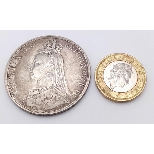 1246 - An 1889 Queen Victoria Silver Crown. VF grade but please see photos.