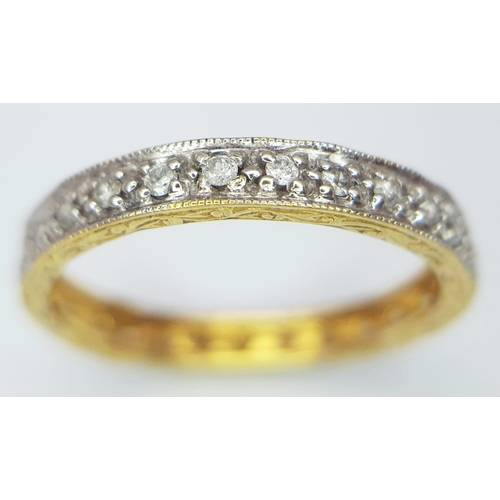 425 - A VINTAGE 9K YELLOW GOLD DIAMOND FULL ETERNITY RING, WEIGHT 2G SIZE P