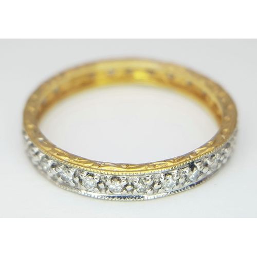 425 - A VINTAGE 9K YELLOW GOLD DIAMOND FULL ETERNITY RING, WEIGHT 2G SIZE P