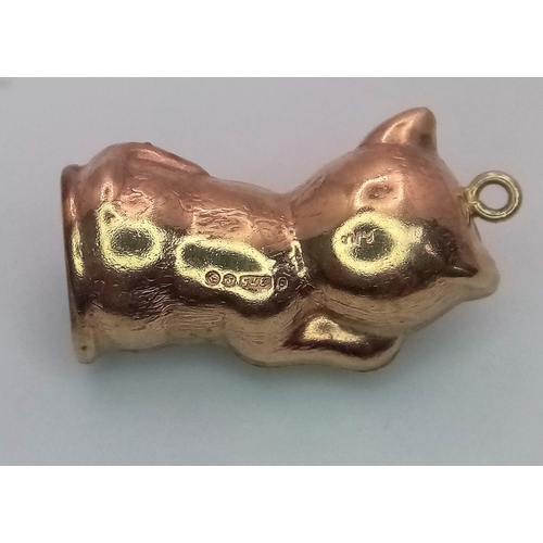 636 - 9K YELLOW GOLD PUSSY CAT CHARM 1.1G