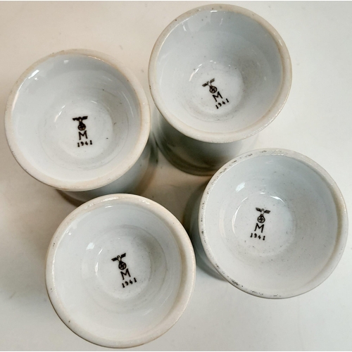 731 - 4 x German Kriegsmarine China Egg Cups Dated 1941.