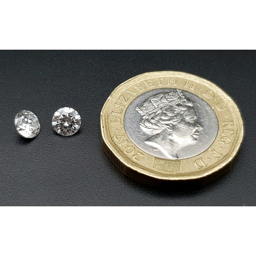 137 - A top quality pair of brilliant cut diamonds, 0.402 carats each, with certificates from Independent ... 