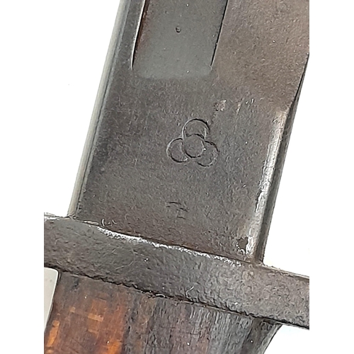 728 - WW2 Japanese Arisaka Bayonet. Markings of the Tokyo Arsenal.