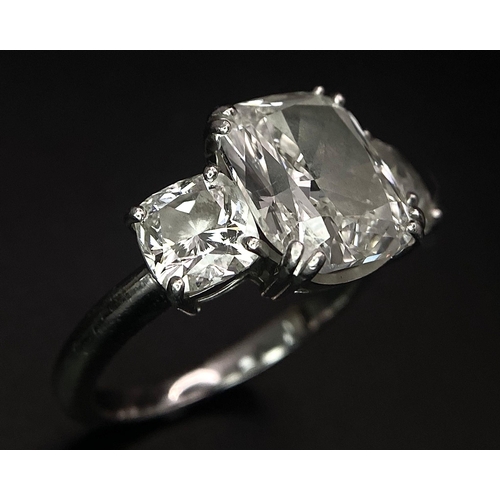 78 - A Breathtaking 4.01ct GIA Certified Diamond Ring. A brilliant cushion cut 4.01ct central diamond of ... 