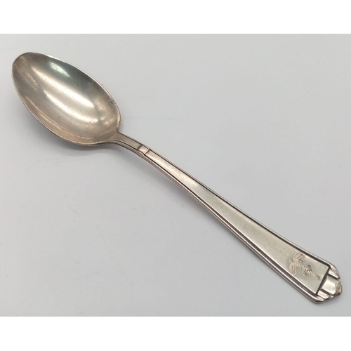 952 - WW2 German Africa Corps Silver Plated sugar spoon. Engraved locally in North Africa.