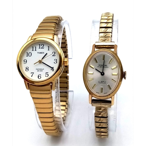 1638 - A Vintage Montine and Timex Quartz Ladies Watch. Both in very good condition but both in need of a b... 