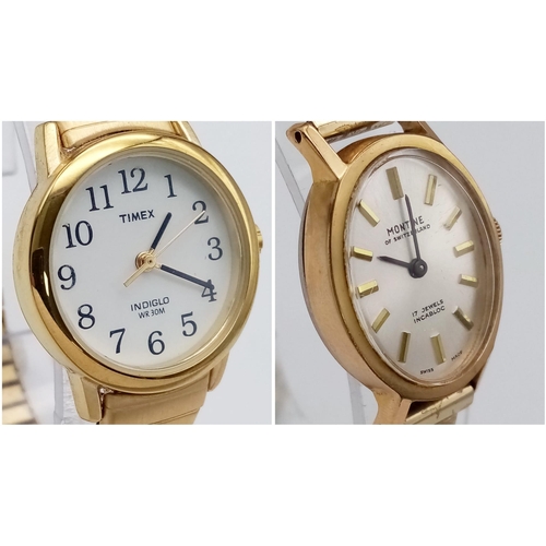 1638 - A Vintage Montine and Timex Quartz Ladies Watch. Both in very good condition but both in need of a b... 