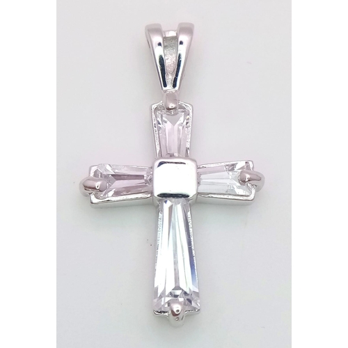 992 - 3 X STERLING SILVER STONE SET CROSSES, WEIGHT 7.5G, SEE PHOTOS FOR MORE DETAILS