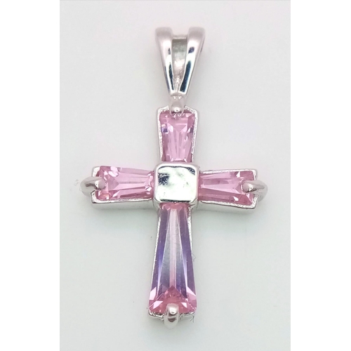 992 - 3 X STERLING SILVER STONE SET CROSSES, WEIGHT 7.5G, SEE PHOTOS FOR MORE DETAILS