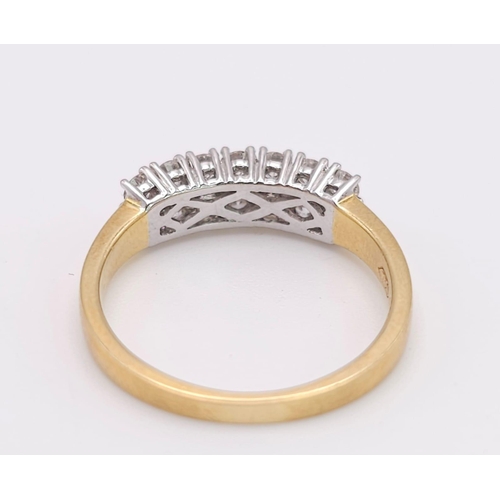 502 - 18K YELLOW GOLD DIAMOND DOUBLE ROW RING, APPROX 0.85CT DIAMONDS, WEIGHT 3.2G SIZE M