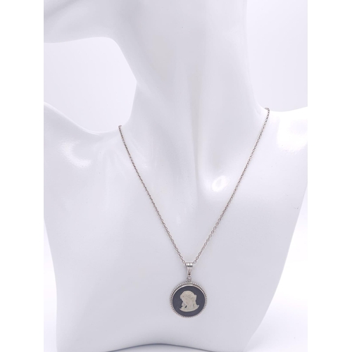 785 - A sterling silver Cameo pendant on silver belcher chain. Total weight 5.3G. Total length 43cm.