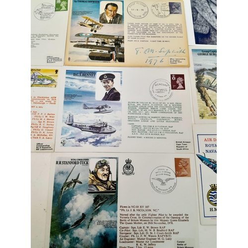 916 - Nine First Day Aviation Covers - One Signed by aviation legend, Tom Sopwith.