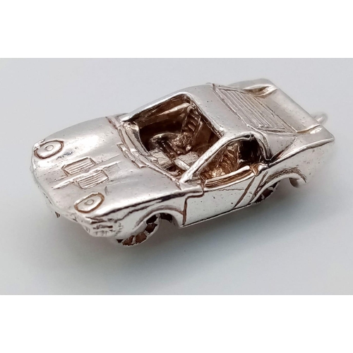 1022 - STERLING SILVER LAMBORGHINI MIURA SPORTS CAR CHARM, WEIGHT 6.9G