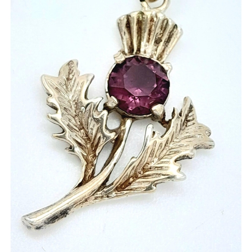 641 - A Vintage Iona Sterling Silver Scottish Thistle, Amethyst
Set, Pendant Necklace. 46cm Length. Pendan... 