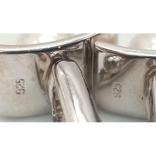 1008 - A TASTEFUL PAIR OF STERLING SILVER PEARL SET BAR CUFFLINKS, WEIGHT 10.2G