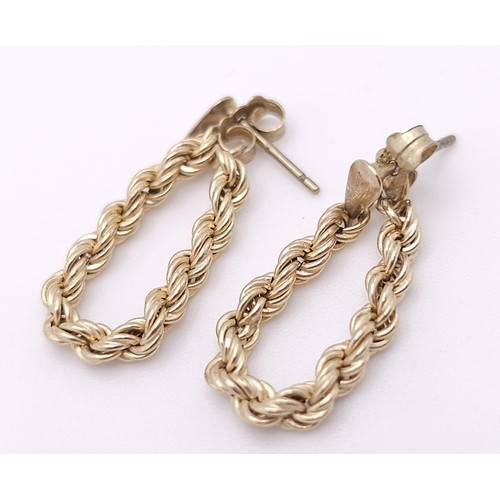 570 - 3 PAIRS OF 9K GOLD EARRINGS .    3.1gms