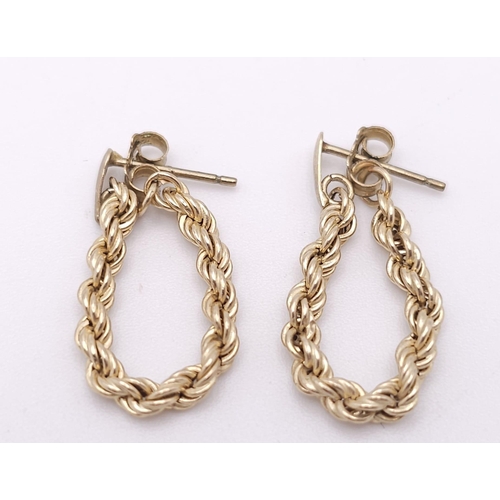 570 - 3 PAIRS OF 9K GOLD EARRINGS .    3.1gms