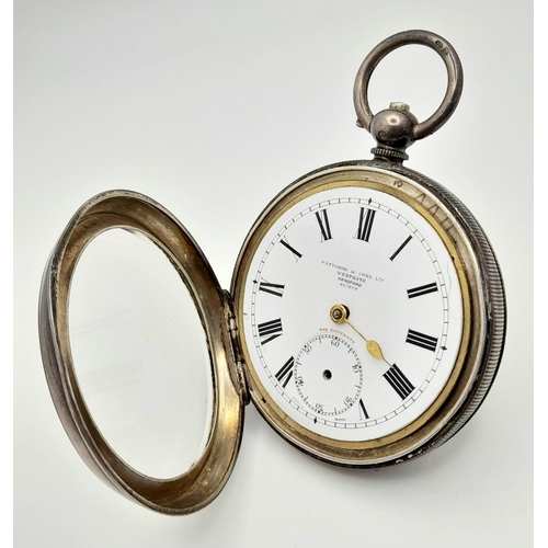 653 - A Sterling Silver Cased Antique Fattorini and Sons - The Accurate Pocket Watch. 54mm case diameter. ... 