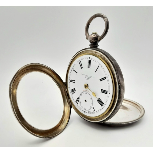 653 - A Sterling Silver Cased Antique Fattorini and Sons - The Accurate Pocket Watch. 54mm case diameter. ... 