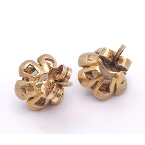 661 - A Pair of Vintage 9K Yellow Gold Smoky Quartz Stud Earrings. 2.65g weight.