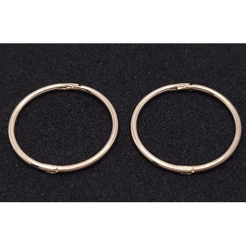 678 - PAIR OF 9K YELLOW GOLD MINI SLEEPER HOOP EARRINGS 0.8G