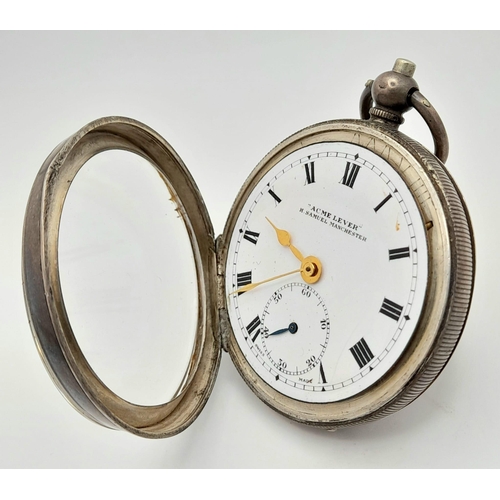 764 - A Sterling Silver Antique H. Samuel - Acme Lever Pocket Watch. 51mm case diameter. 94g total weight.