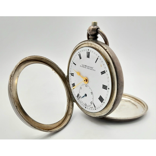 764 - A Sterling Silver Antique H. Samuel - Acme Lever Pocket Watch. 51mm case diameter. 94g total weight.