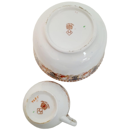 1375 - An Imari palette BRITISH MADE bowl and cup . Fine bone china.