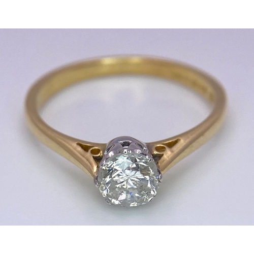 523 - 18K YELLOW GOLD DIAMOND SOLITAIRE RING, 0.70CT ROUND BRILLIANT CUT DIAMOND IN AN 8 CLAW SETTING, WEI... 