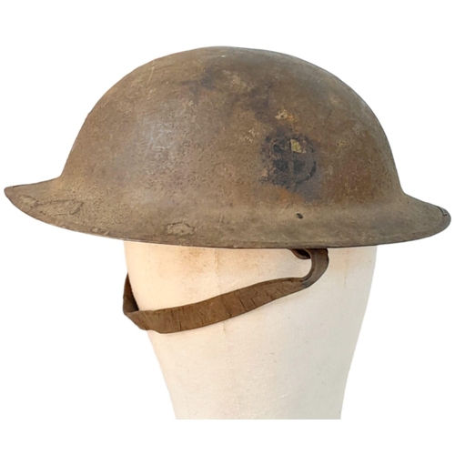 609 - WW1 US 35th Division Brodie Helmet with Chinstrap and Liner. Found in a cellar of a French House in ... 