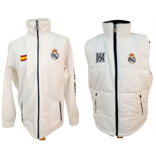 729 - Two Officially Licensed Real Madrid C.F. Jackets. White fleece - Large and padded sleeveless - XL. B... 