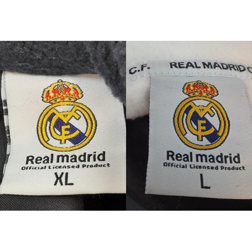 729 - Two Officially Licensed Real Madrid C.F. Jackets. White fleece - Large and padded sleeveless - XL. B... 