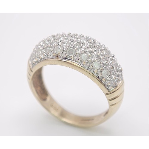 776 - A 9K YELLOW GOLD DIAMOND BAND RING, APPROX 0.25CT, WEIGHT 3.8G SIZE L