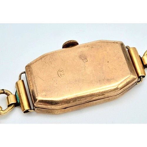 919 - A 9K Gold Cased Vintage Watch. In need of repair so a/f. Bracelet is rolled gold.