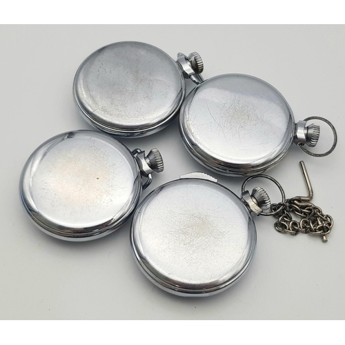 1137 - Four Vintage Ingersoll Pocket Watches - Two work but temperamental so as found. 51mm largest case.