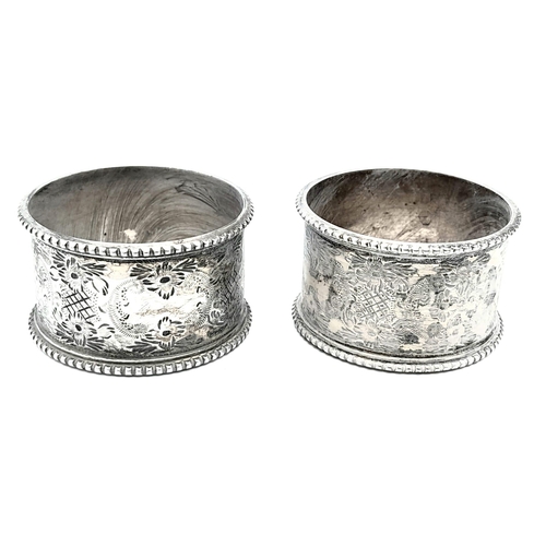 1268 - A pair of antique sterling silver napkin holders with fabulous engravings. Full hallmarks Sheffield,... 