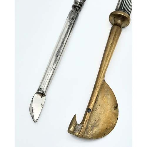 1292 - An antique sterling silver handled manicure set, one with full Birmingham hallmarks, 1917. The other... 