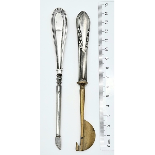 1292 - An antique sterling silver handled manicure set, one with full Birmingham hallmarks, 1917. The other... 