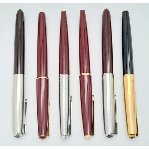 1313 - Six Vintage Parker Fountain Pens.