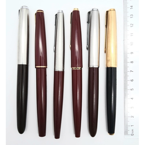 1313 - Six Vintage Parker Fountain Pens.